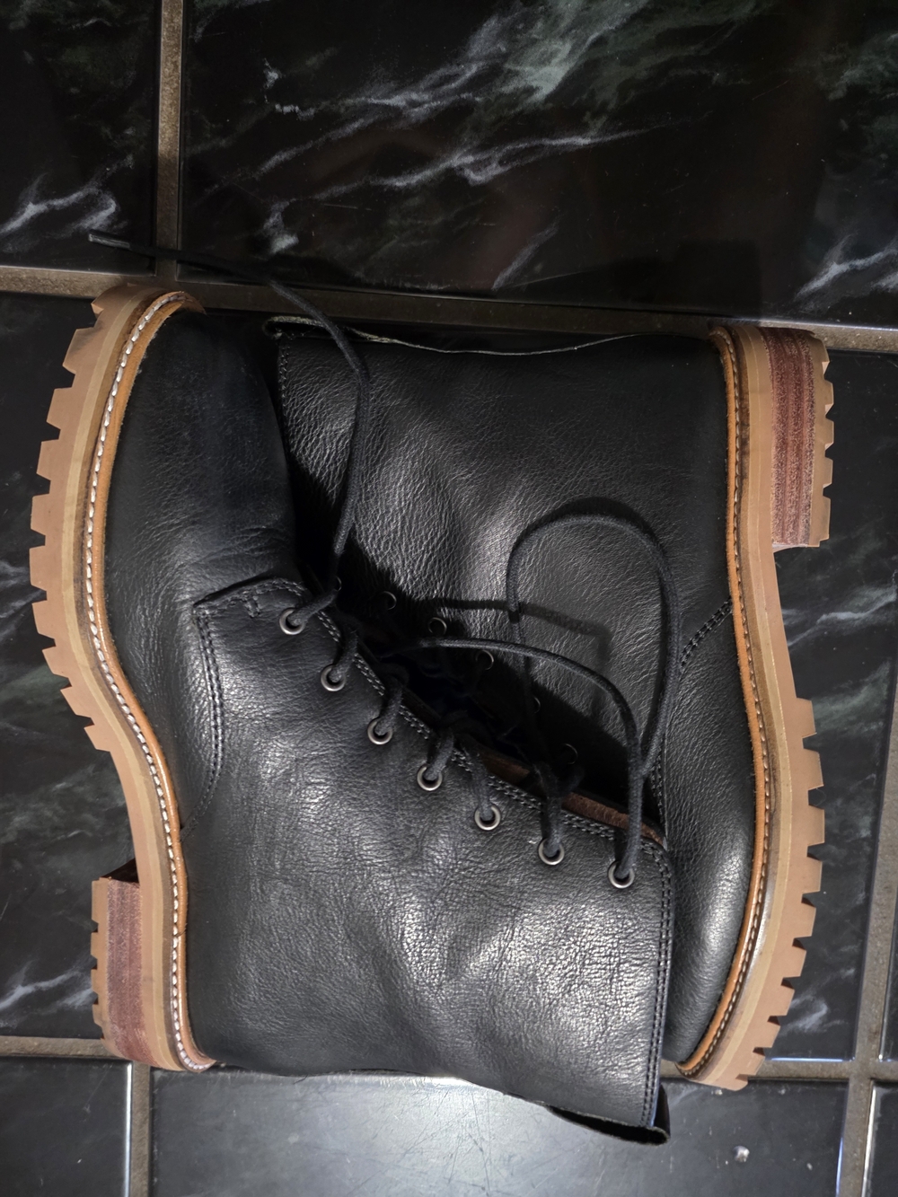 Madewell Women's Black Leather Clair Lace-Up Work Boots